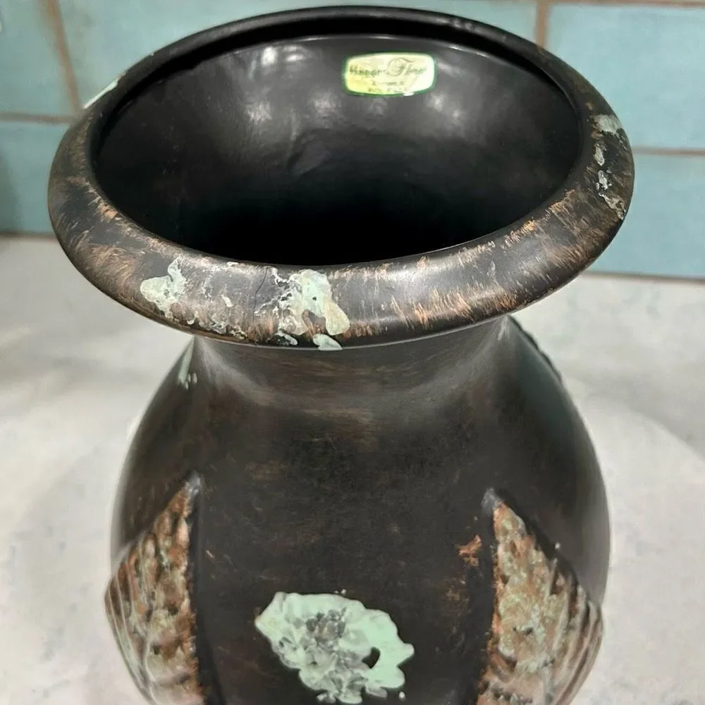 Haeger Flower Vase One Size Copper Brown Mottled Glaze Pottery Vintage